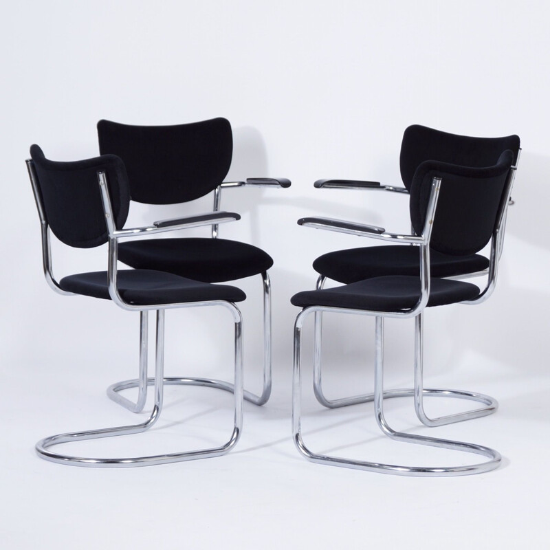 Set of 4 vintage Chairs 3014 by Toon De Wit for De Wit, 1950s