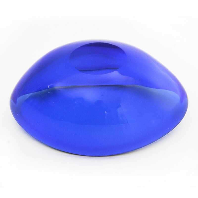 Vintage oval blue glass bowl, 1970s