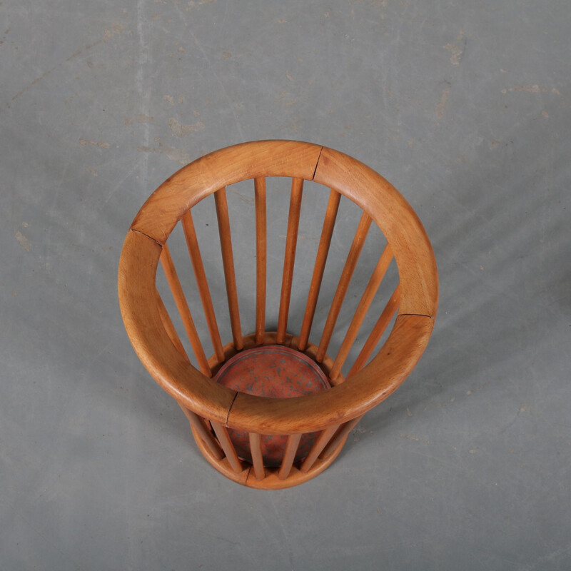 Vintage Wooden umbrella stand by Willem van Gelderen, for 't Spectrum,  Netherlands 1950s 