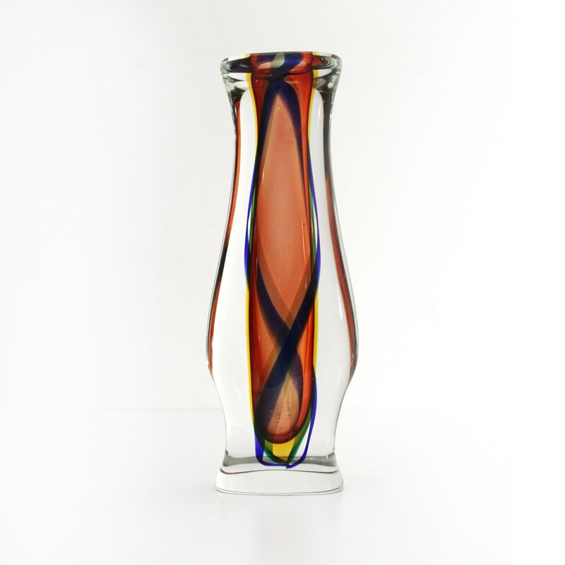 Vase à fleurs vintage en verre de Murano, 1950