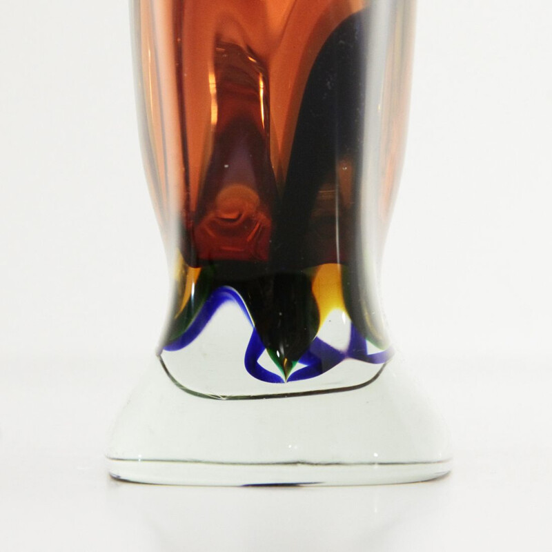 Vintage bloemenvaas van Murano glas, 1950