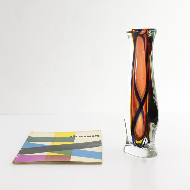 Vase à fleurs vintage en verre de Murano, 1950