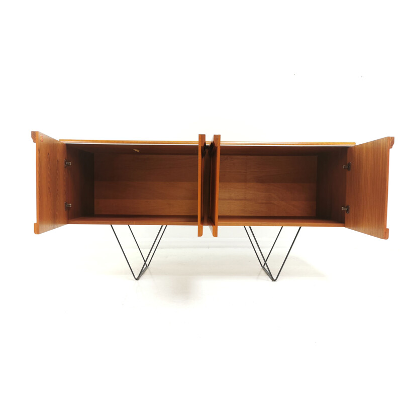 Vintage G Plan teak Herringbone sideboard with floating hairpin legs 