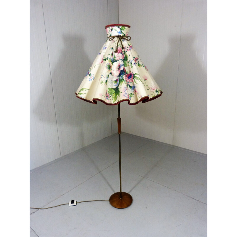 Vintage floorlamp with large flower shade, 1960