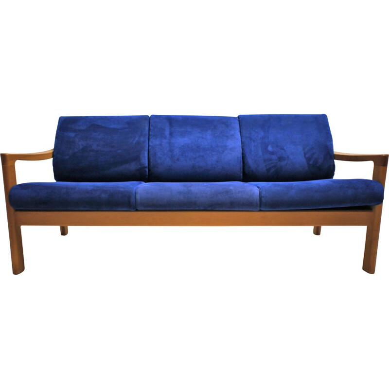 Vintage Scandinavian sofa in natural wood and fabric