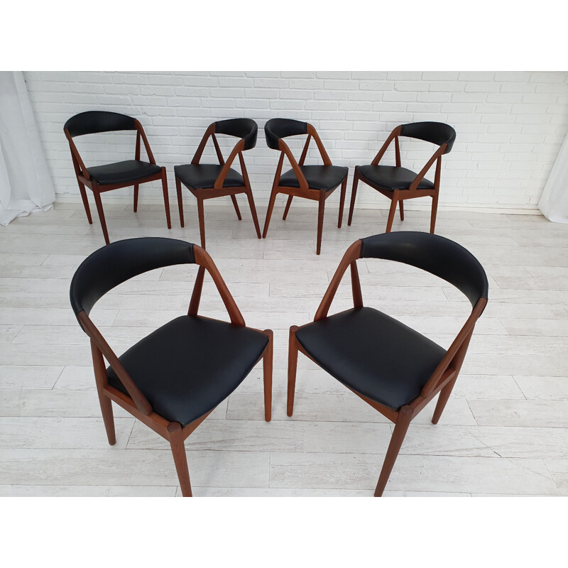 Ensemble de 6 chaises vintage par Kai Kristiensen, 1970