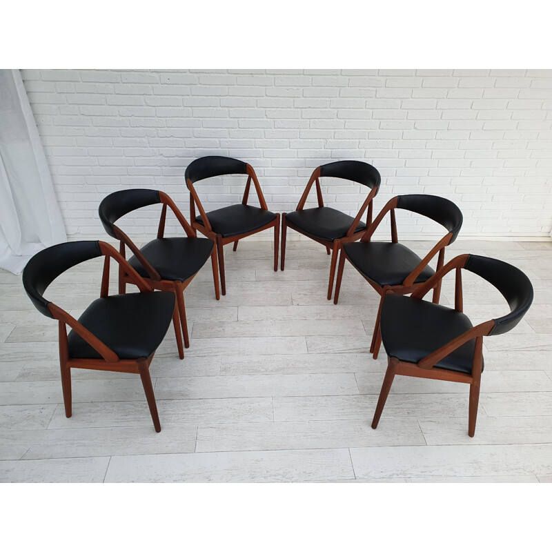 Vintage set of 6 dining chairs by Kai Kristiensen, 1970s