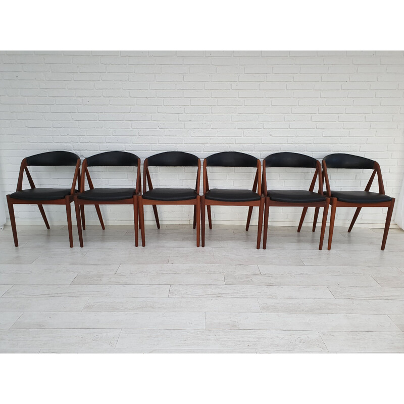 Ensemble de 6 chaises vintage par Kai Kristiensen, 1970