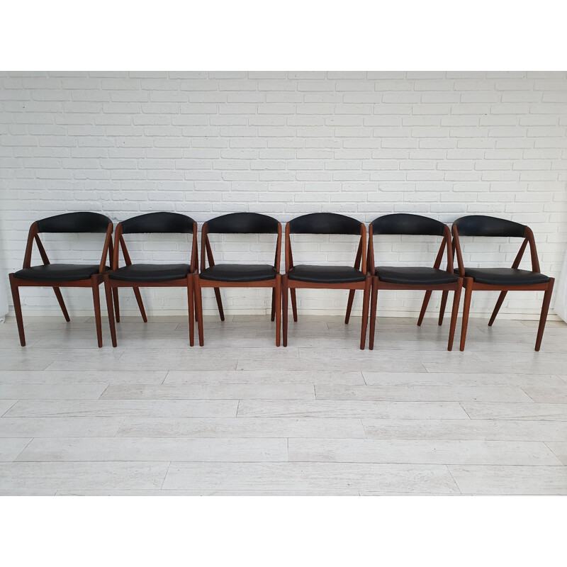 Vintage set of 6 dining chairs by Kai Kristiensen, 1970s