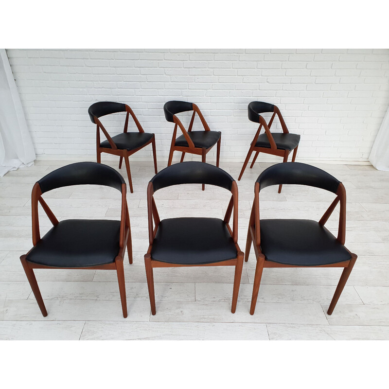 Vintage set of 6 dining chairs by Kai Kristiensen, 1970s