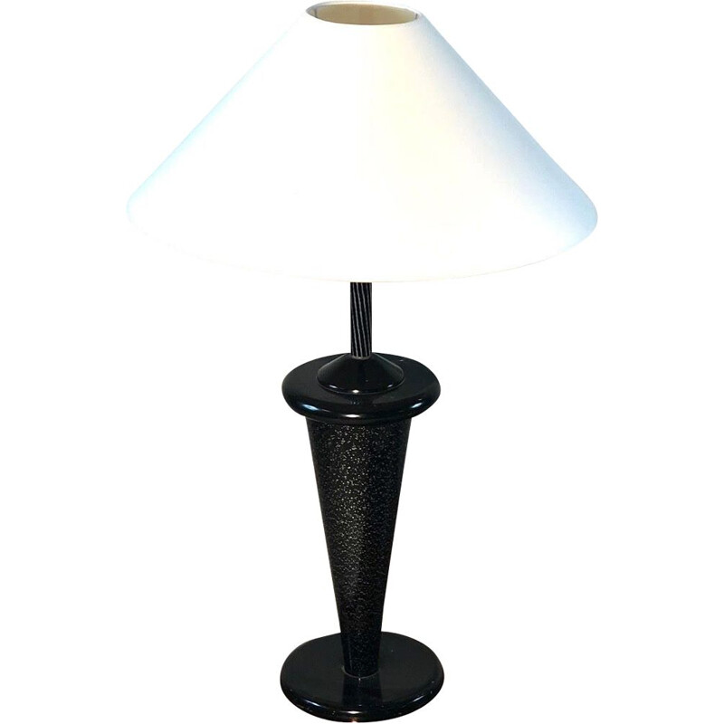  Lampe vintage italienne couleur noir moucheté blanc 1980 