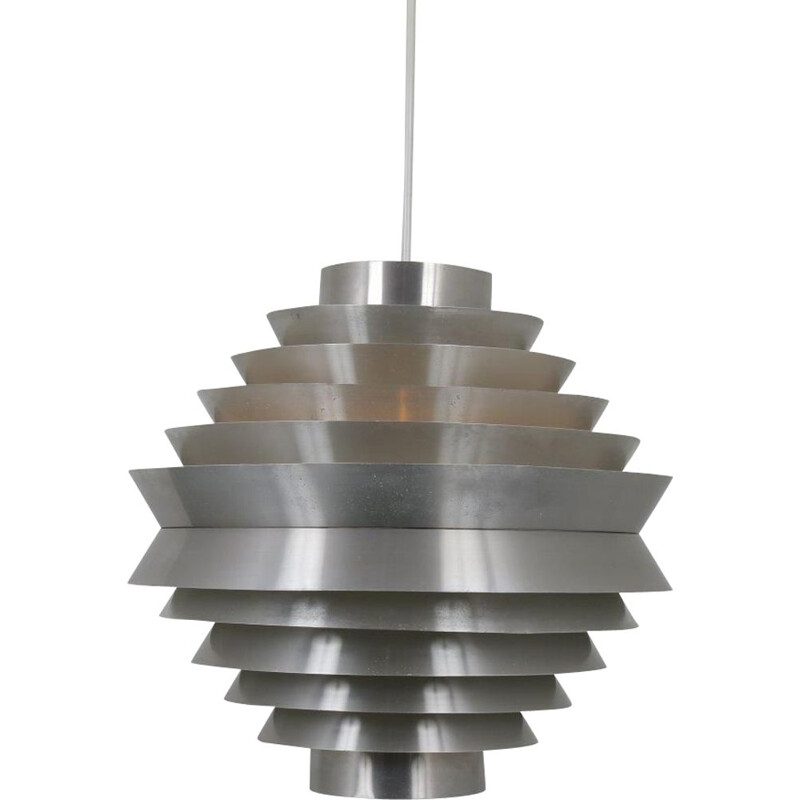 Large vintage aluminium hanging lamp by Raak, Netherlands, 1960s