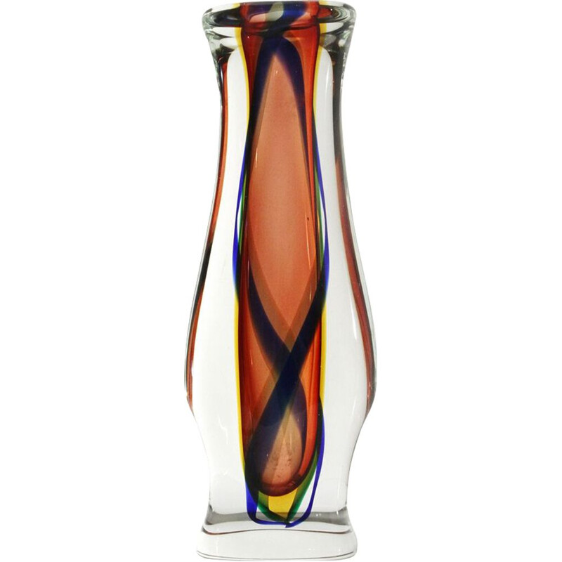 Vase à fleurs vintage en verre de Murano, 1950