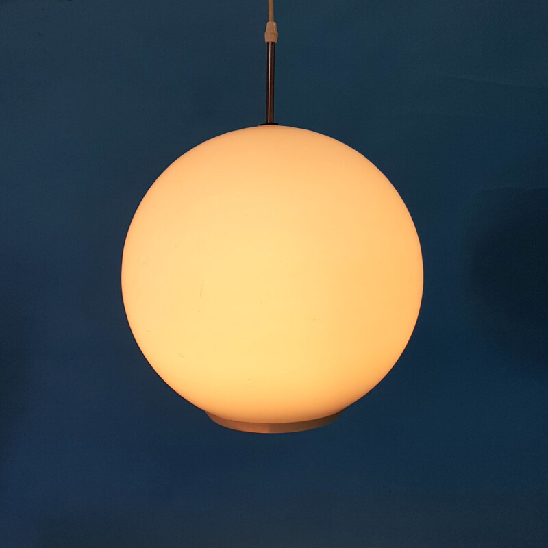 Vintage opaline pendant lamp by Philips, Netherlands 1960