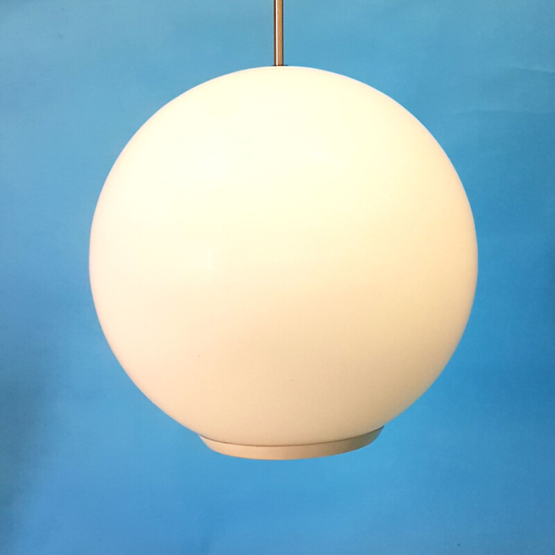 Vintage opaline pendant lamp by Philips, Netherlands 1960