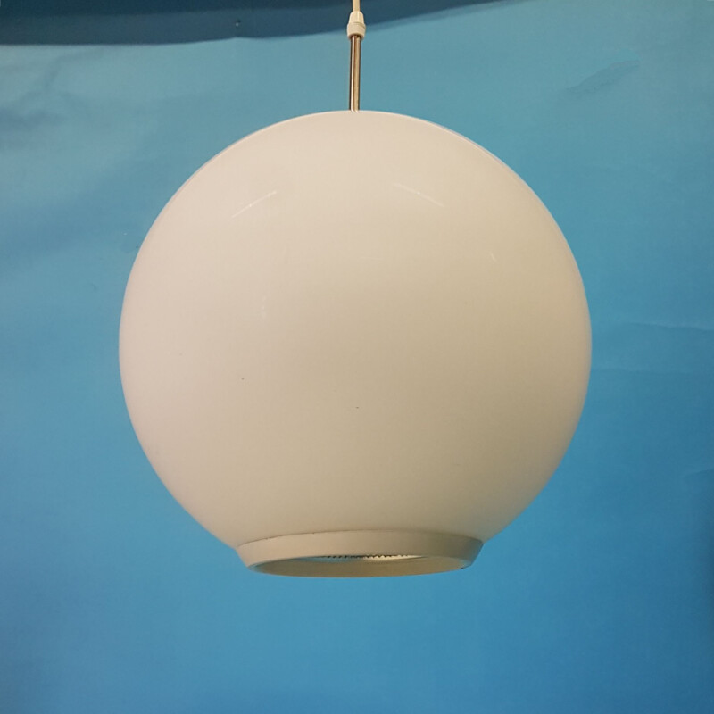 Vintage opaline hanglamp van Philips, Nederland 1960