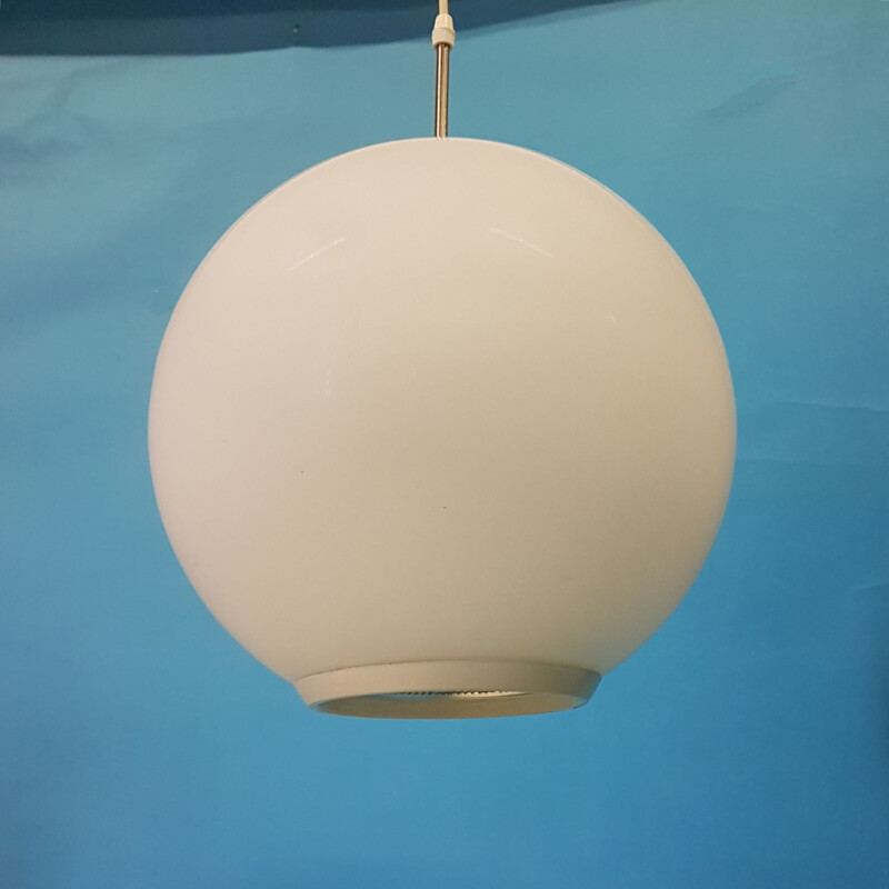 Vintage opaline pendant lamp by Philips, Netherlands 1960