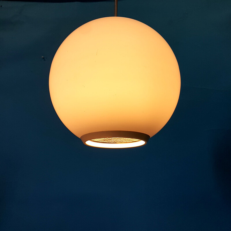 Vintage opaline pendant lamp by Philips, Netherlands 1960