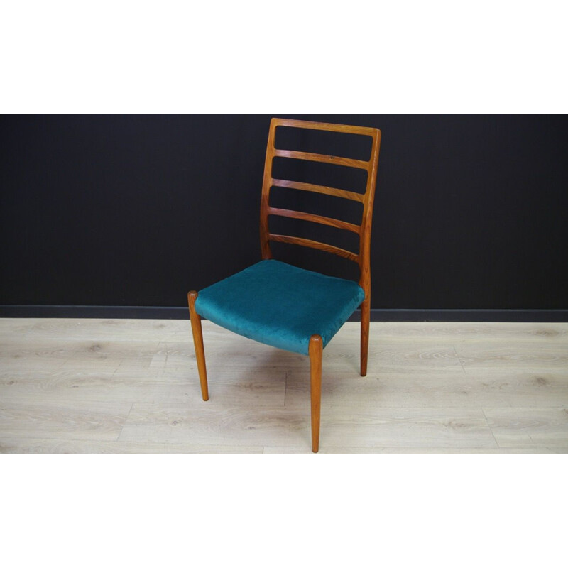 Chaise vintage en palissandre et tissu vert de Niels O.Moller, 1960