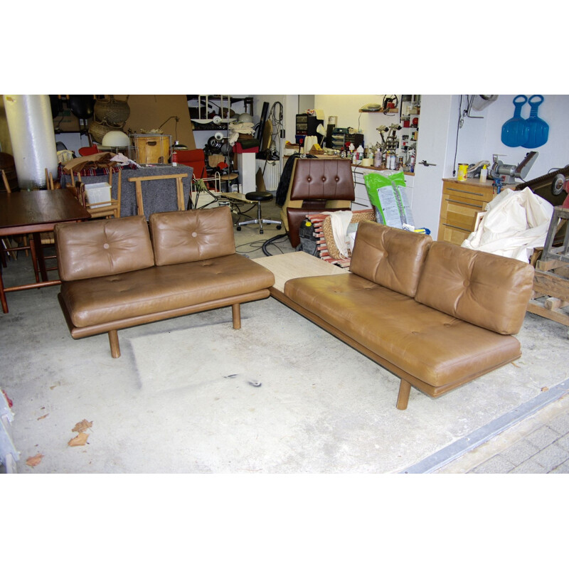 De sede vintage leather lounge set 1970