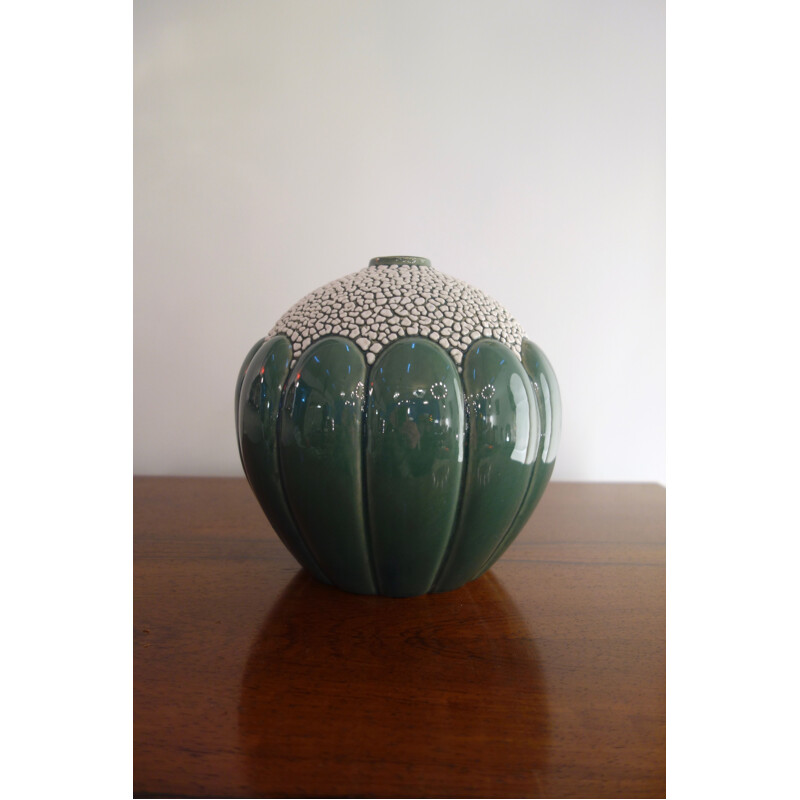 Vintage soliflore vase by Saint Clément, France 1930
