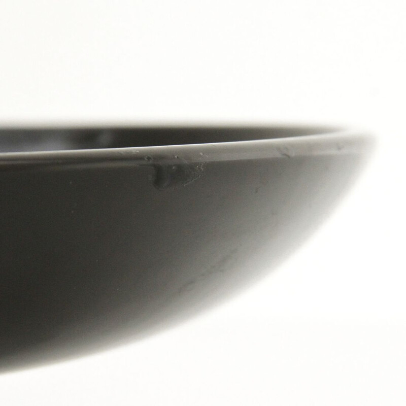 Vintage black glazed ceramic fruit bowl centerpiece, 1960s