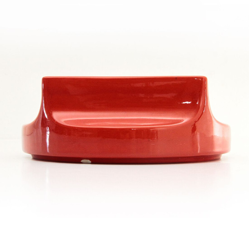 Vintage red glazed ceramic centerpiece by Studio Opi for Gabbianelli, 1960s