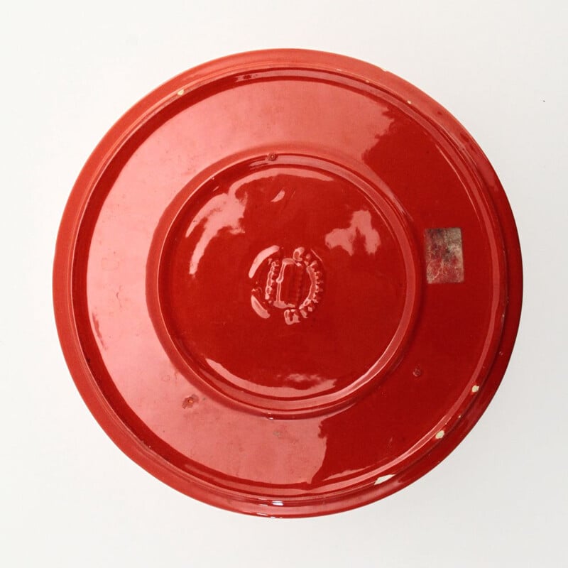 Centre de table vintage en céramique émaillée rouge par Studio Opi pour Gabbianelli, 1960