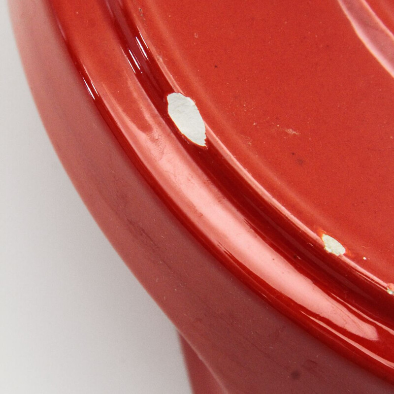 Vintage red glazed ceramic centerpiece by Studio Opi for Gabbianelli, 1960s