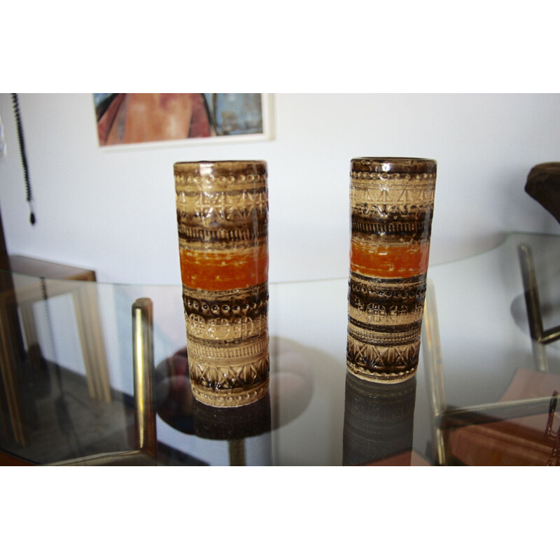 Pair of small vintage vases by Aldo Londi, 1970s