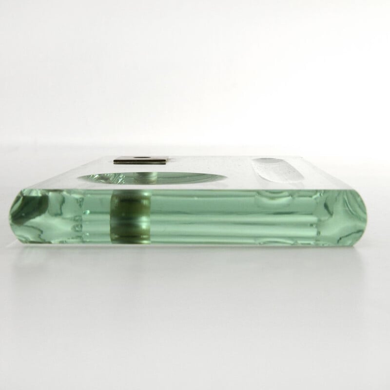 Vintage green glass desk pen holder, 1950s