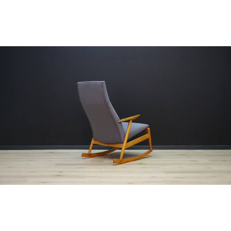 Rocking chair gris vintage, design danois, 1970
