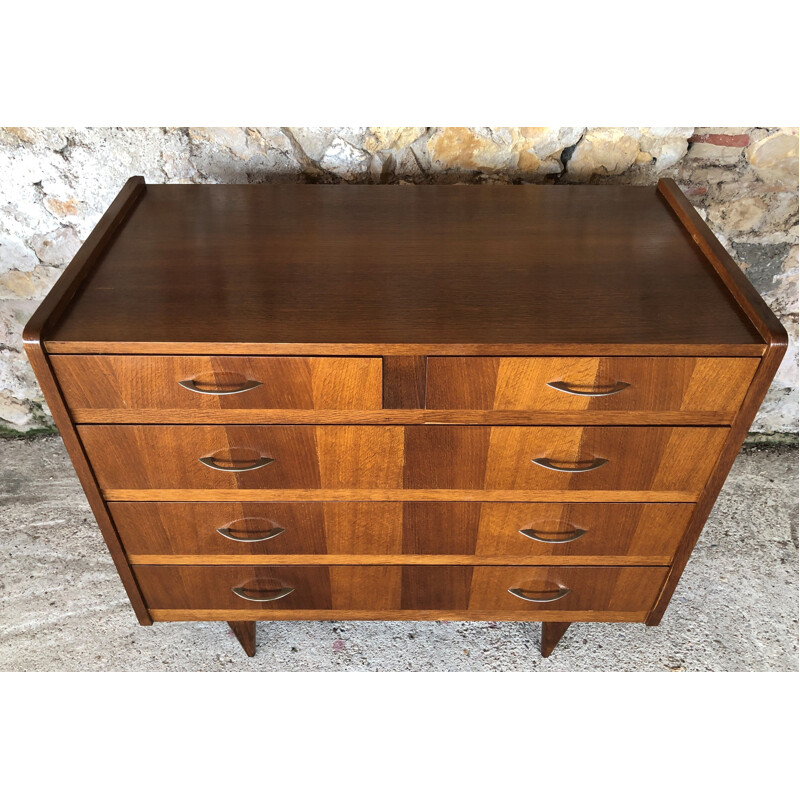 Large vintage 5-drawer chest of drawers, 1950-1960