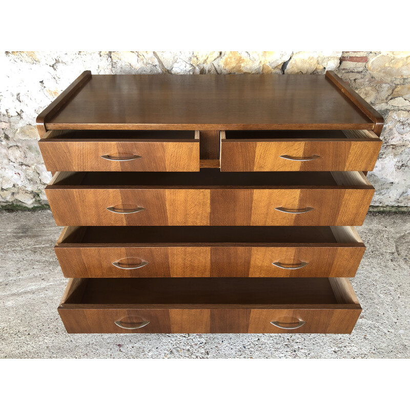 Large vintage 5-drawer chest of drawers, 1950-1960