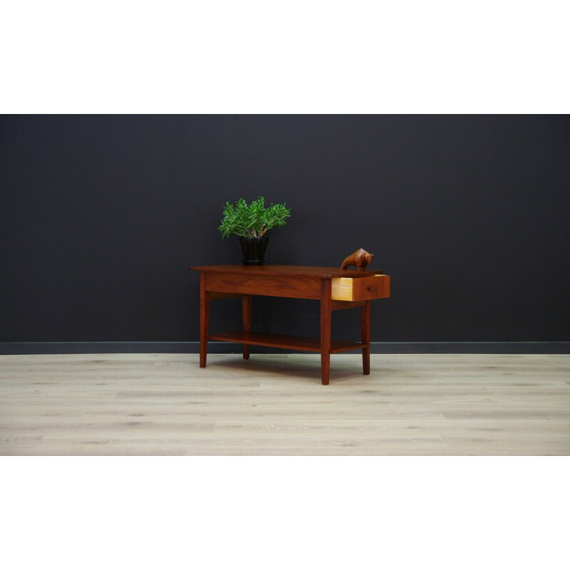 Vintage teak coffee table with addtional shelf, Scandinvian design, 1960