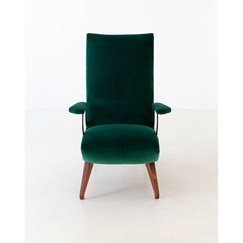 Vintage Italian armchair in green velvet