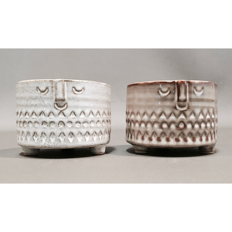 Set of 2 large beige ceramics, Scandinavian design