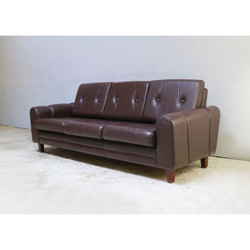 Vintage Danish leather 3 seat sofa, 1960
