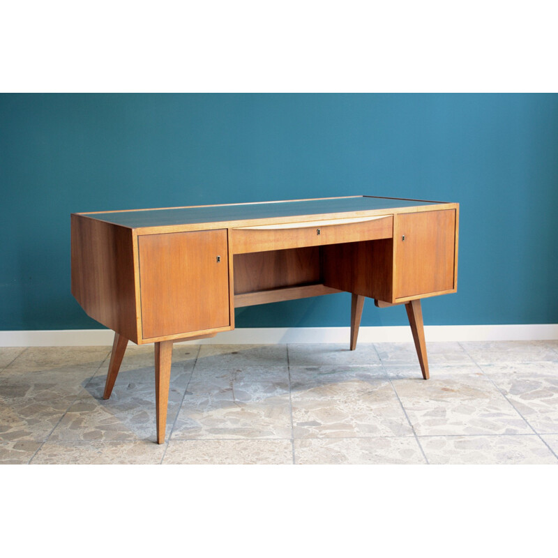 Deutsche Werkstatten Hellerau wooden and glass desk, Franz EHRLICH - 1950s