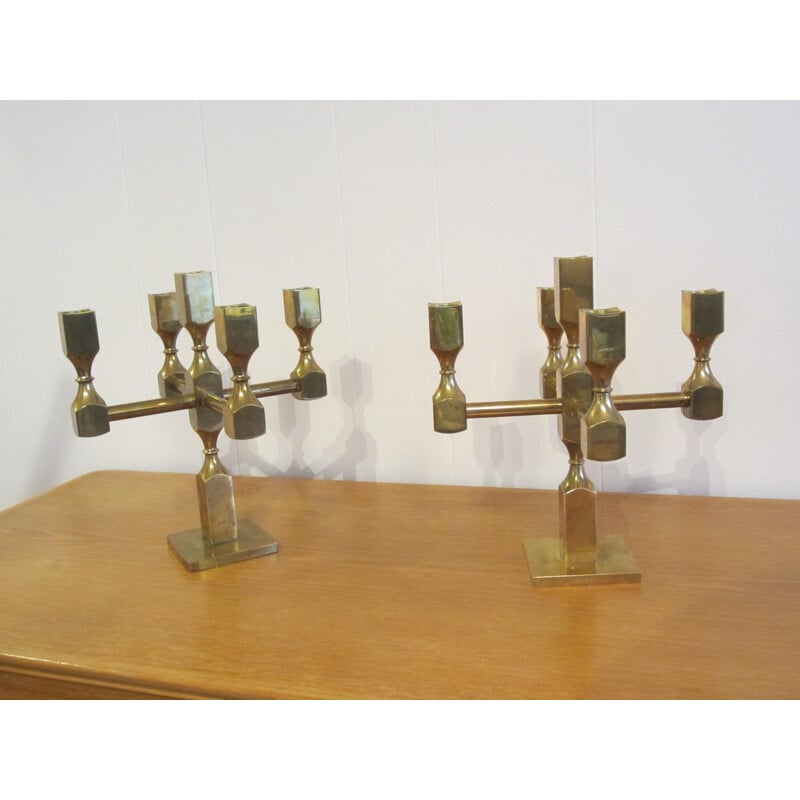 Pair of Scandinavian vintage candlesticks by Lars Bergsten for Gusum