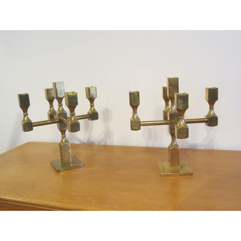 Pair of Scandinavian vintage candlesticks by Lars Bergsten for Gusum