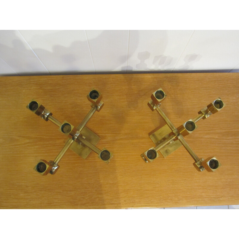 Pair of Scandinavian vintage candlesticks by Lars Bergsten for Gusum