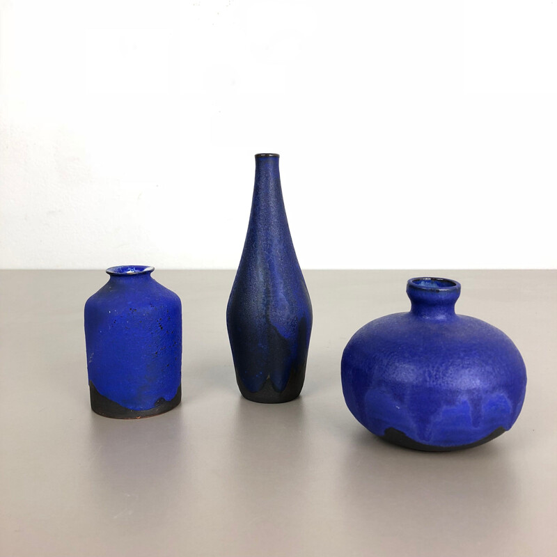 Set of 3 vintage ceramic studio vases by Gerhard Liebenthron, Germany 1960