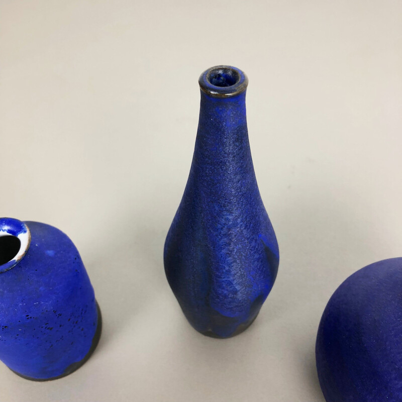 Conjunto de 3 vasos de cerâmica vintage studio de Gerhard Liebenthron, Alemanha 1960