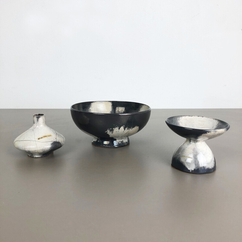 Set aus 3 Ateliervasen aus grauer Keramik von Otto Keramik, Deutschland 1980