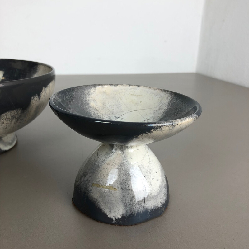 Set of 3 grey ceramic workshop vases by Otto Keramik, Germany 1980