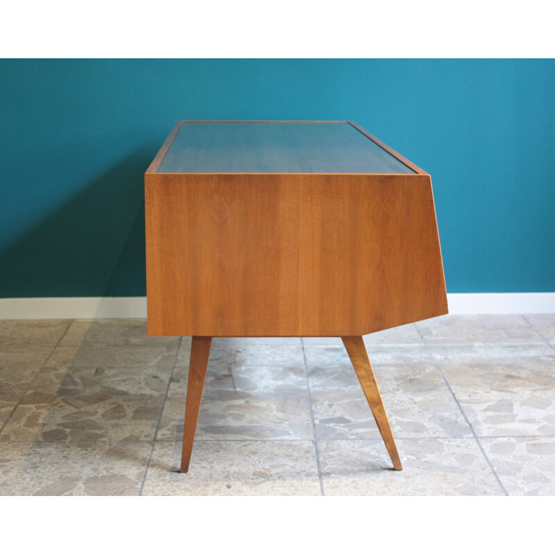 Deutsche Werkstatten Hellerau wooden and glass desk, Franz EHRLICH - 1950s