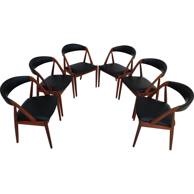 Vintage set of 6 dining chairs by Kai Kristiensen, 1970s