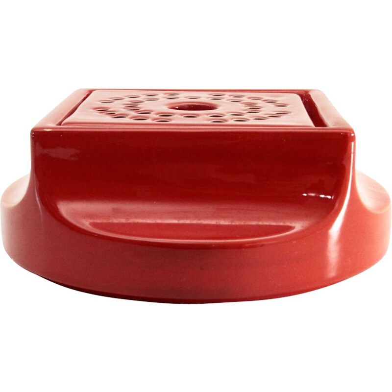 Vintage red glazed ceramic centerpiece by Studio Opi for Gabbianelli, 1960s