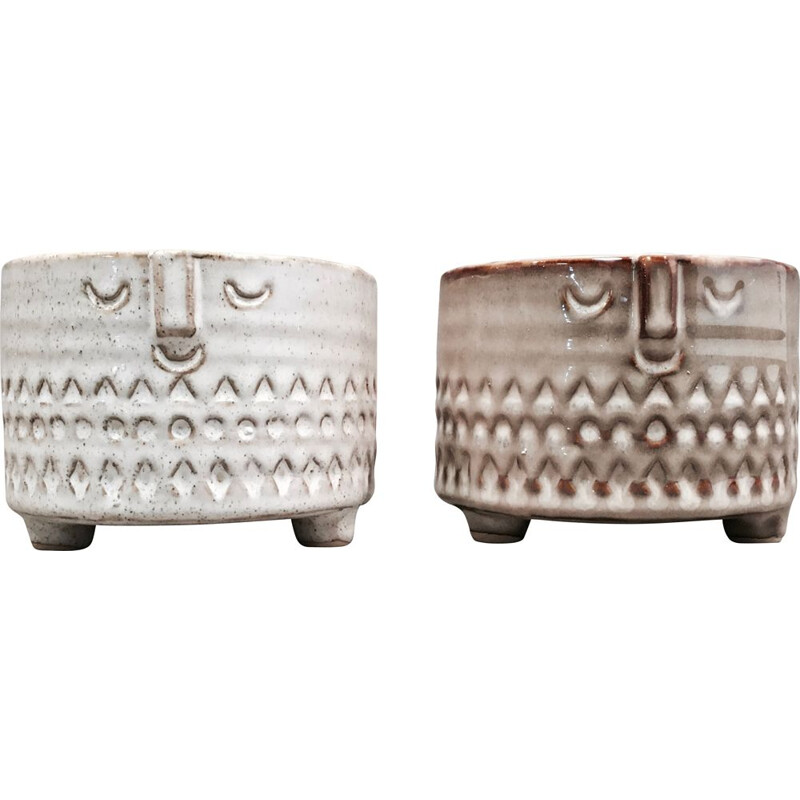 Set of 2 large beige ceramics, Scandinavian design